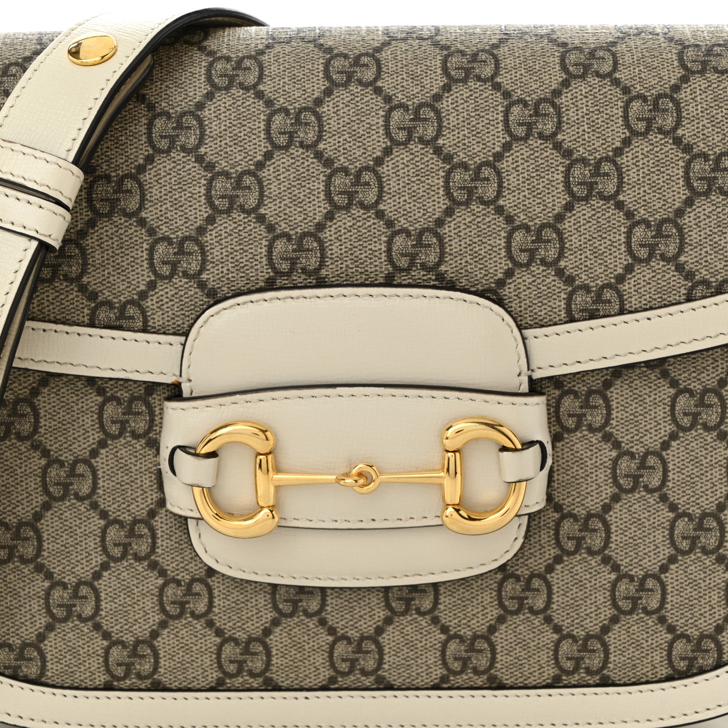 Gucci GG Supreme Monogram Horsebit 1955 Shoulder Bag Beige Mystic White 8 of 11