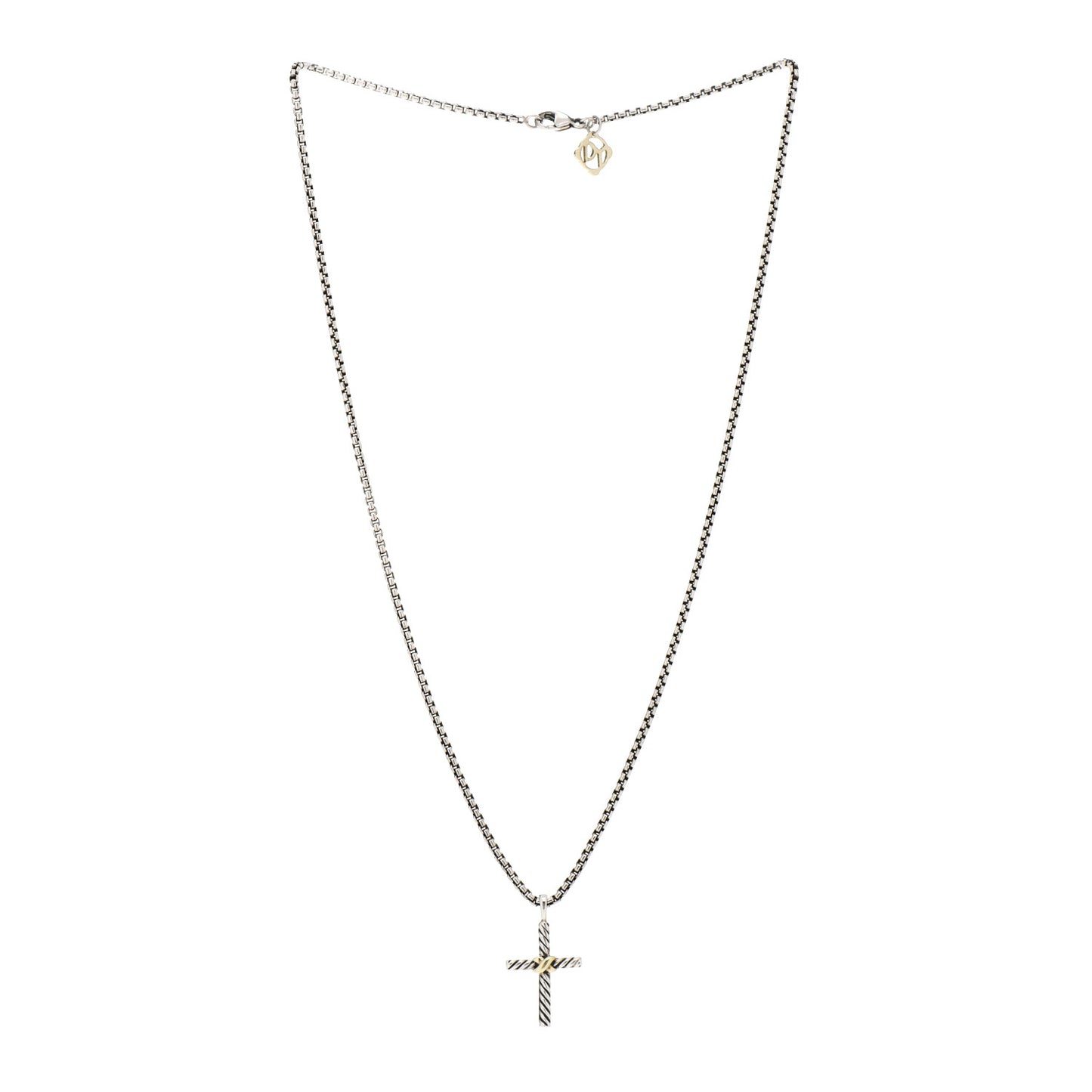 Sterling Silver 14K Yellow Gold Petite X Cross Pendant Necklace