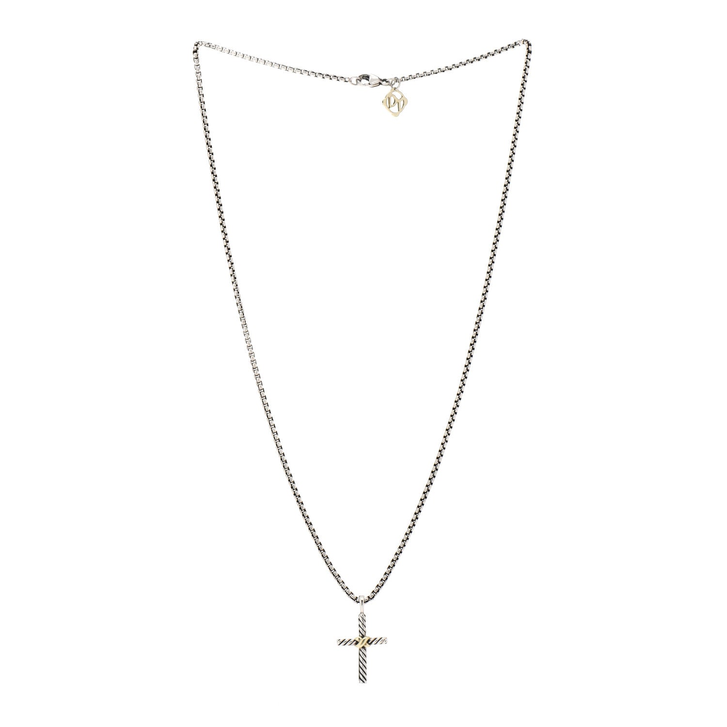 David Yurman Sterling Silver 14K Yellow Gold Petite X Cross Pendant Necklace 3 of 5