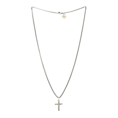 David Yurman Sterling Silver 14K Yellow Gold Petite X Cross Pendant Necklace 3 of 5