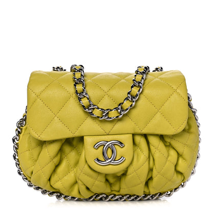 Chanel Washed Lambskin Quilted Mini Chain Around Flap Yellow 1 of 11
