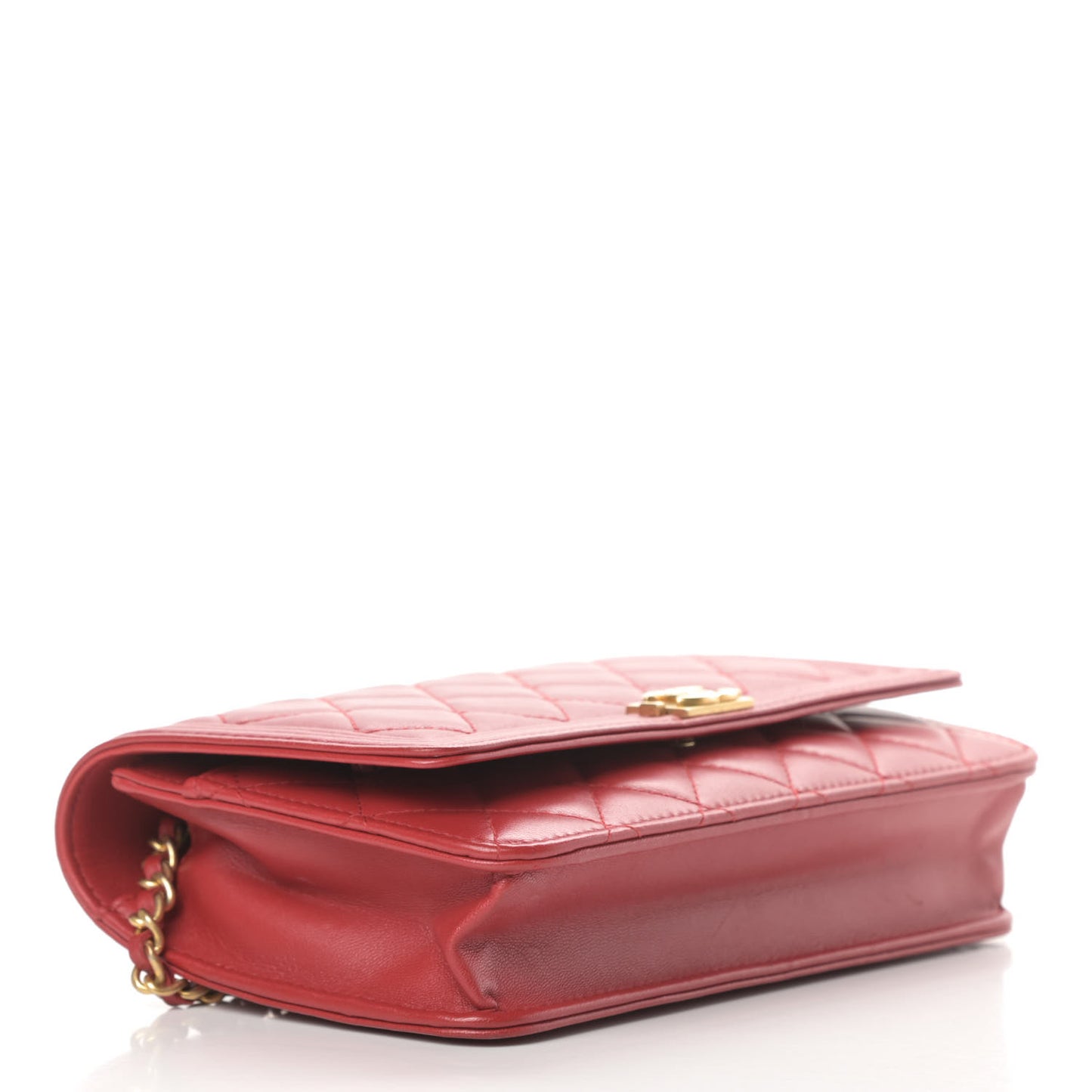 Lambskin Quilted Boy Wallet On Chain WOC Red