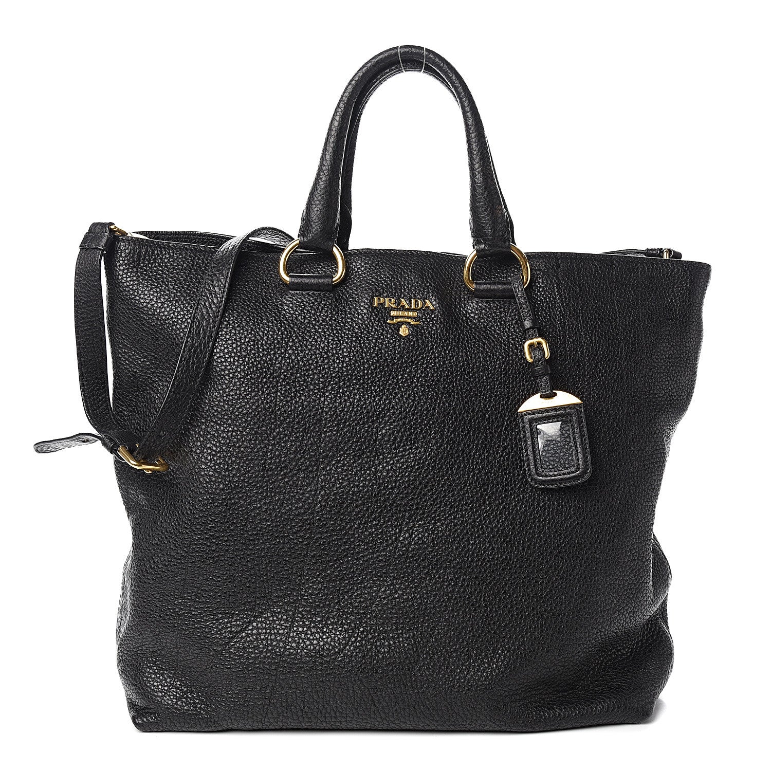 Prada Vitello Daino Tote Black 1 of 9