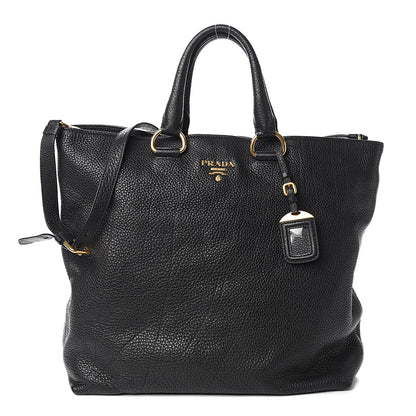 Prada Vitello Daino Tote Black 1 of 9