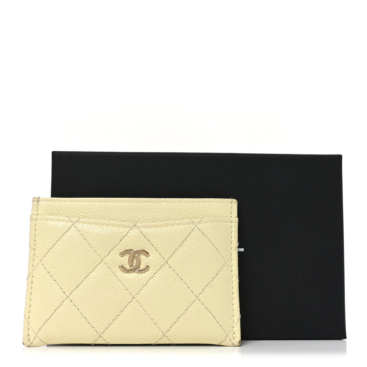 Caviar Quilted Card Holder Jaune