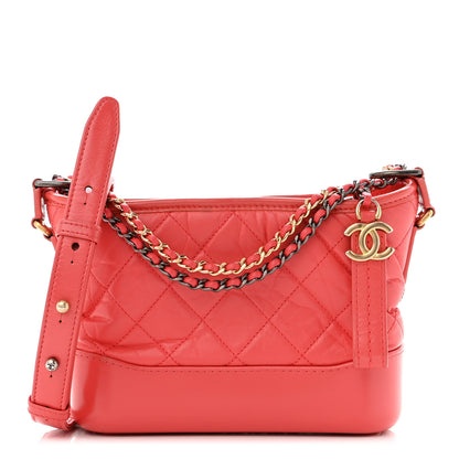 Chanel Aged Calfskin Quilted Small Gabrielle Hobo Red 1 of 11