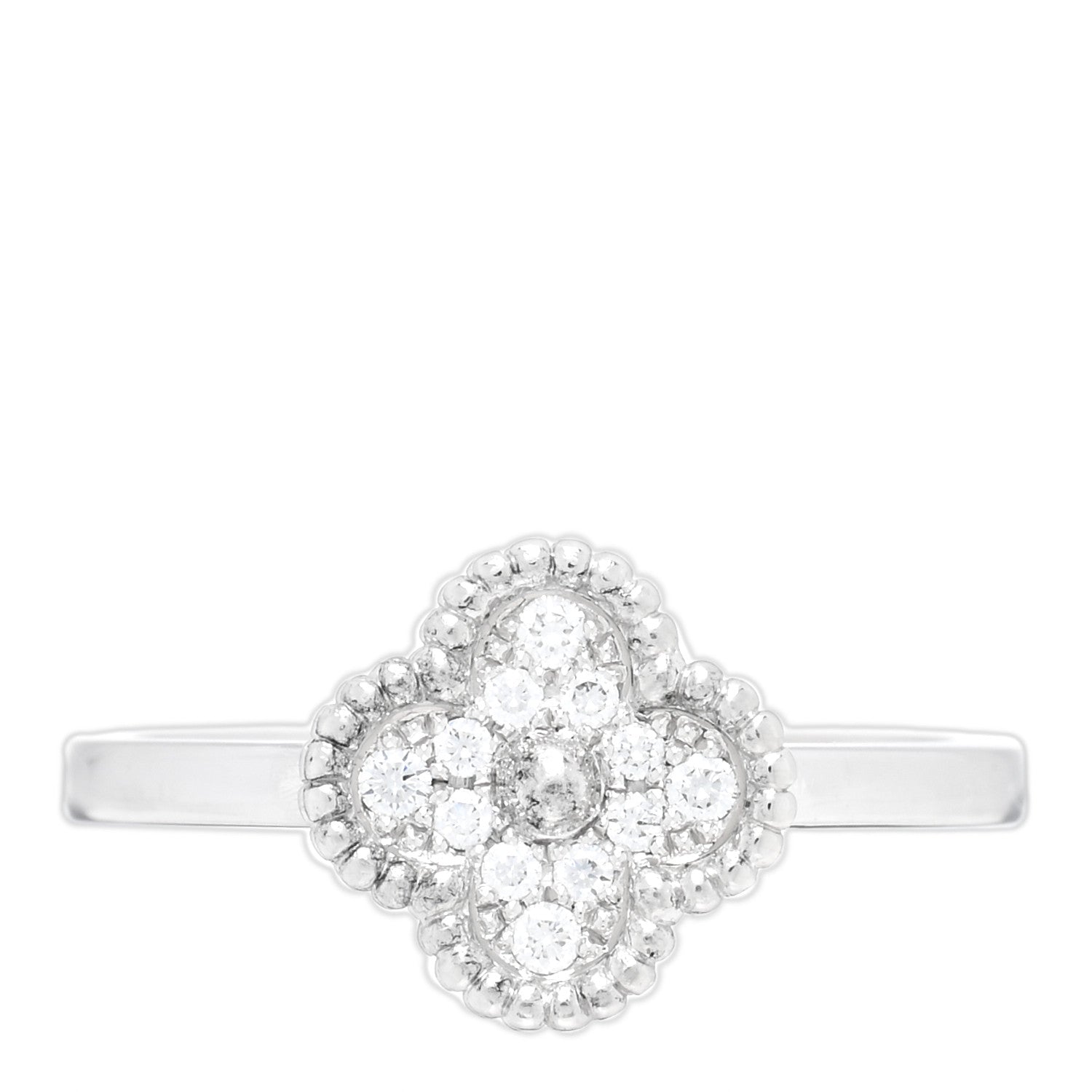 Van Cleef & Arpels 18K White Gold Diamond Sweet Alhambra Ring 50 5.25 1 of 5