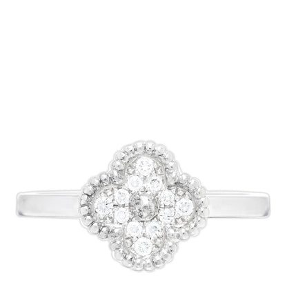 Van Cleef & Arpels 18K White Gold Diamond Sweet Alhambra Ring 50 5.25 1 of 5
