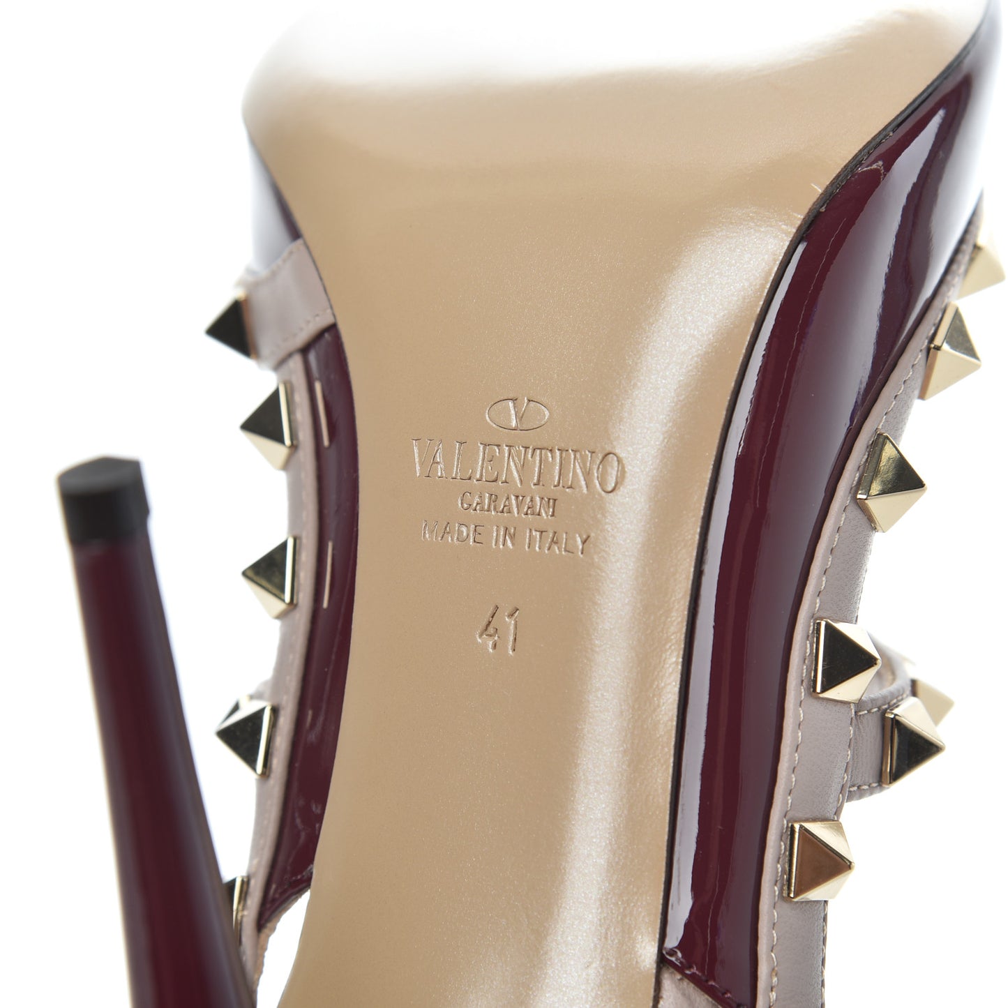 Patent Rockstud Ankle Strap 100mm Pumps 41 Vinaccia Poudre
