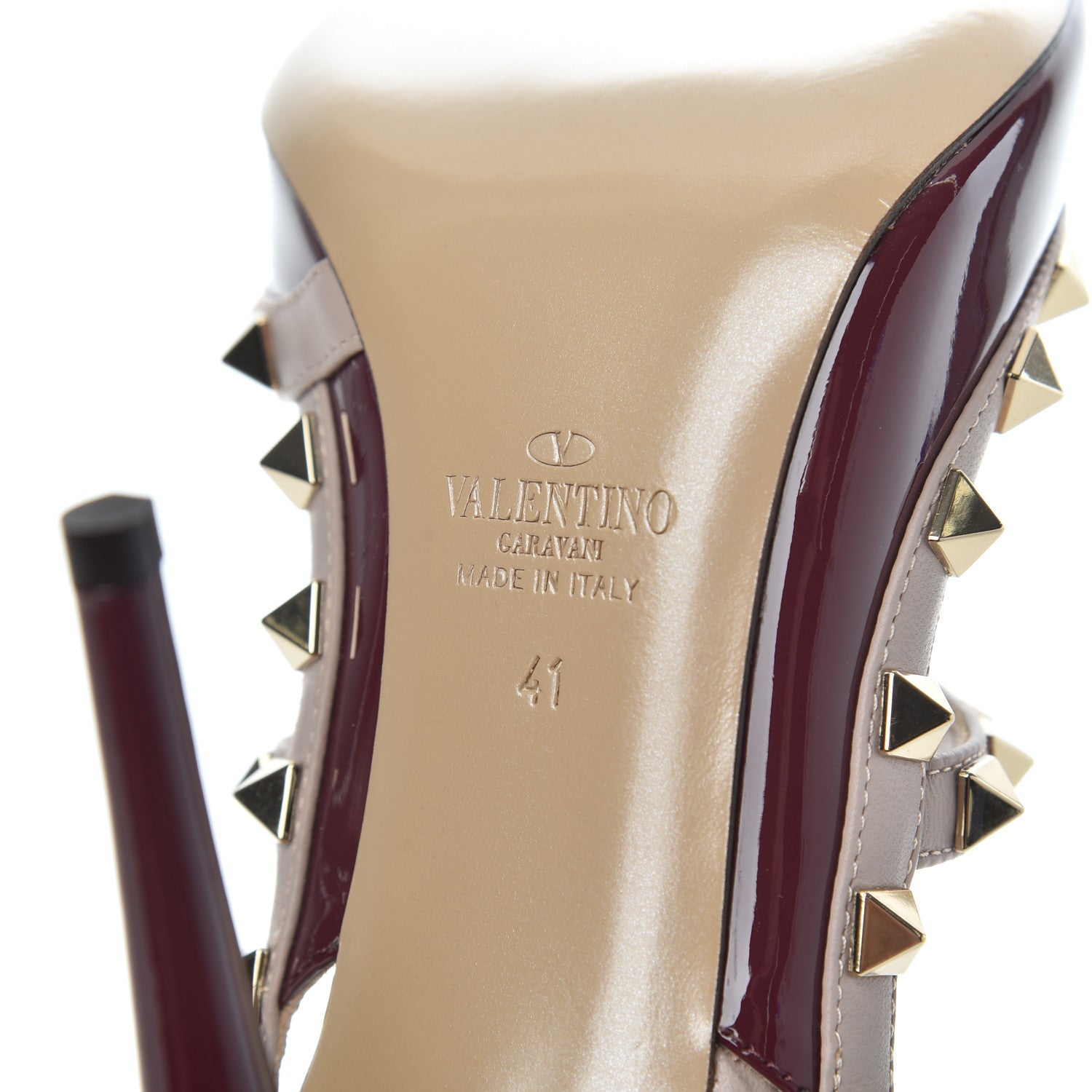 Valentino Garavani Patent Rockstud Ankle Strap 100mm Pumps 41 Vinaccia Poudre 7 of 11