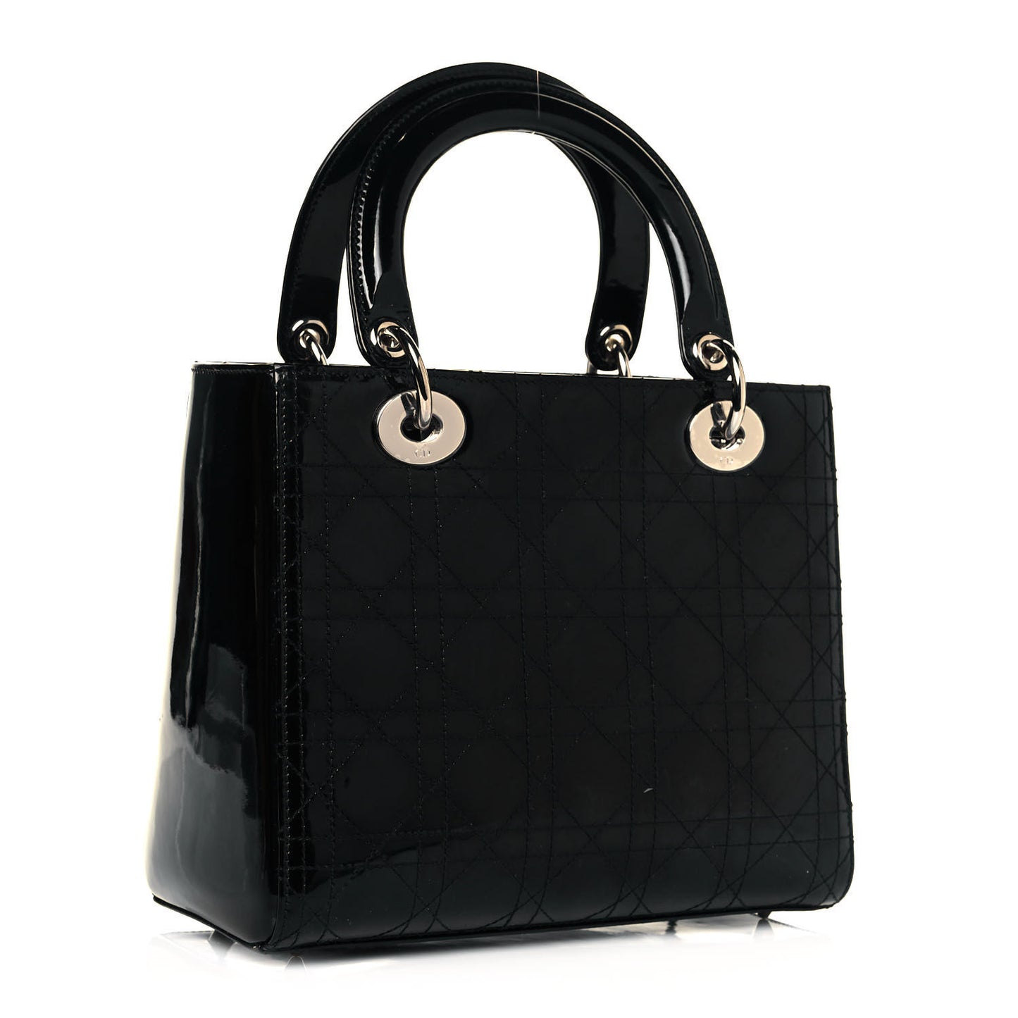 Patent Cannage Stitched Medium Lady Dior Black
