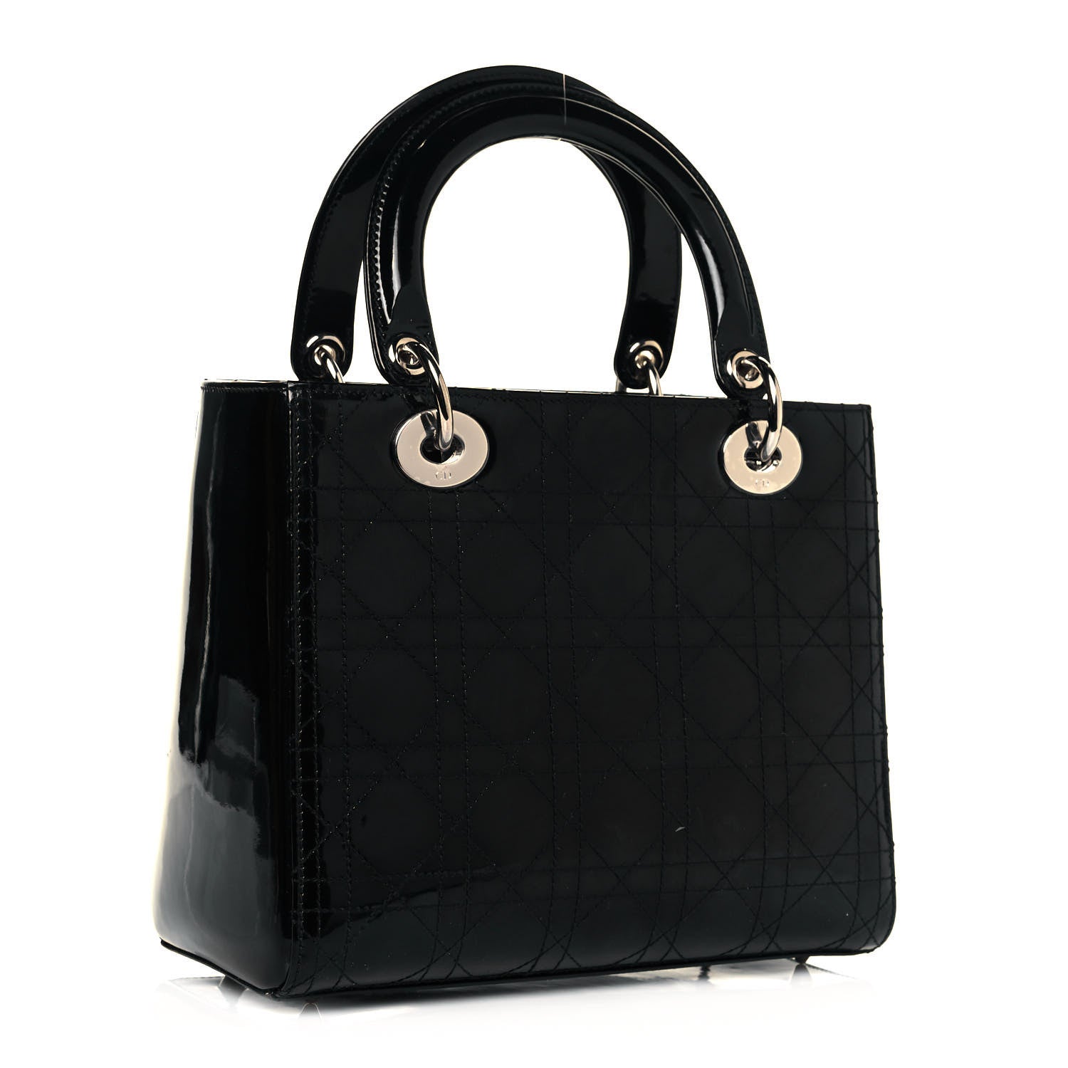 Christian Dior Patent Cannage Stitched Medium Lady Dior Black 3 of 13