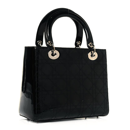 Christian Dior Patent Cannage Stitched Medium Lady Dior Black 3 of 13