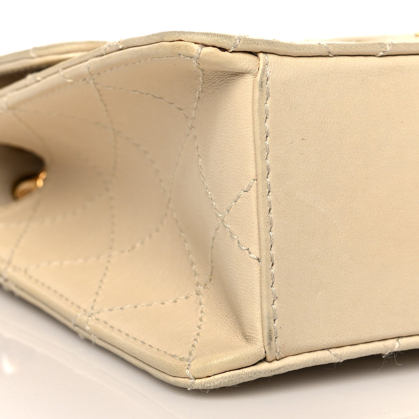 Lambskin Quilted Small Single Flap White