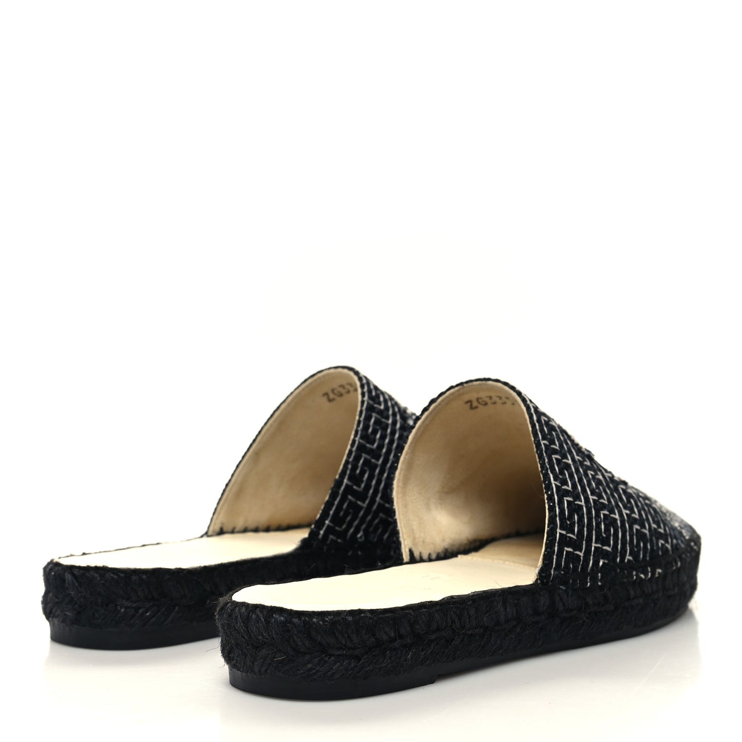 Tweed CC Slip On Espadrilles 37 Black Silver