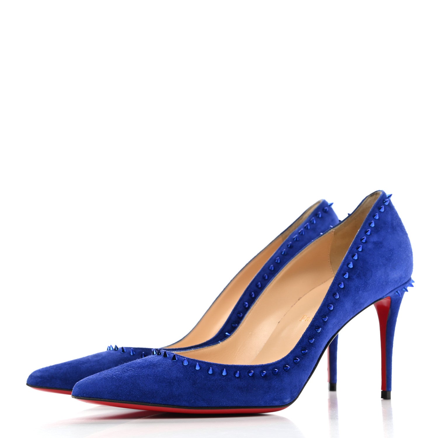 Christian Louboutin Veau Velours Anjalina 85 Pumps 39.5 Azulejo 3 of 8
