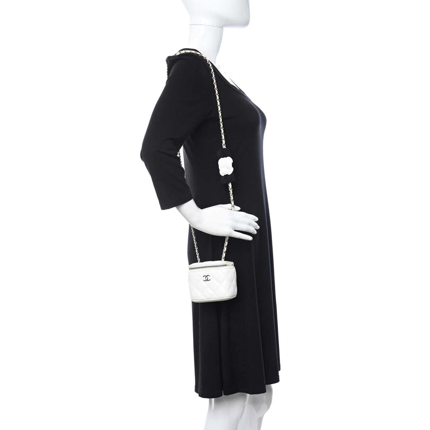 Lambskin Quilted My Chanel Lady Vanity Case With Chain White