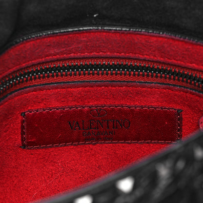 Valentino Garavani Craquele Nappa Medium Rockstud Spike Shoulder Bag Black 6 of 8