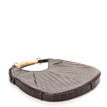 Saint Laurent Alligator Buffalo Horn Mombasa Hobo Brown 3 of 8