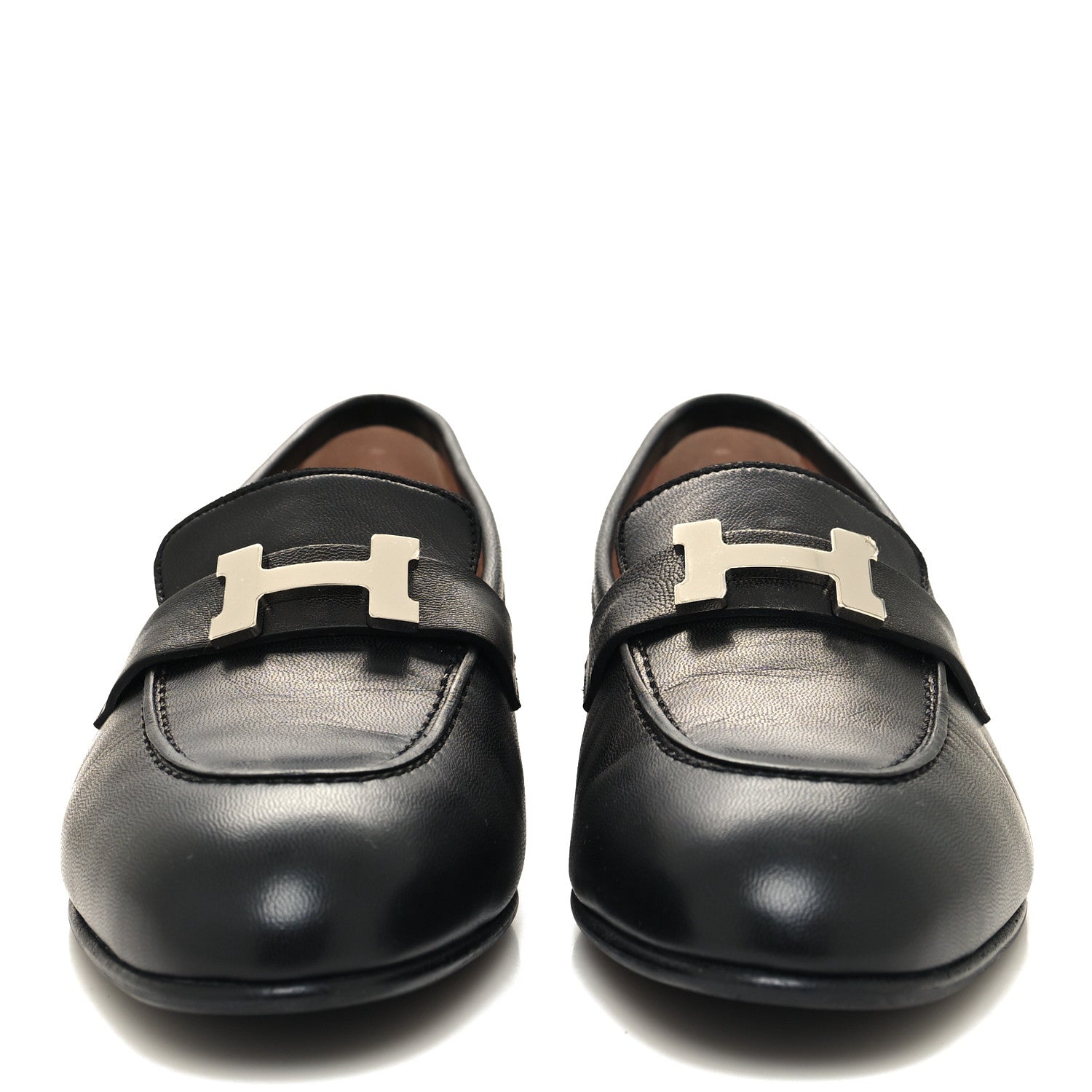 Hermes Goatskin Womens Paris Loafers 38.5 Black 2 of 9