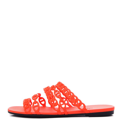 Hermes Rubber Chaine d'Ancre Nude Sandals 38 Pavot 1 of 11