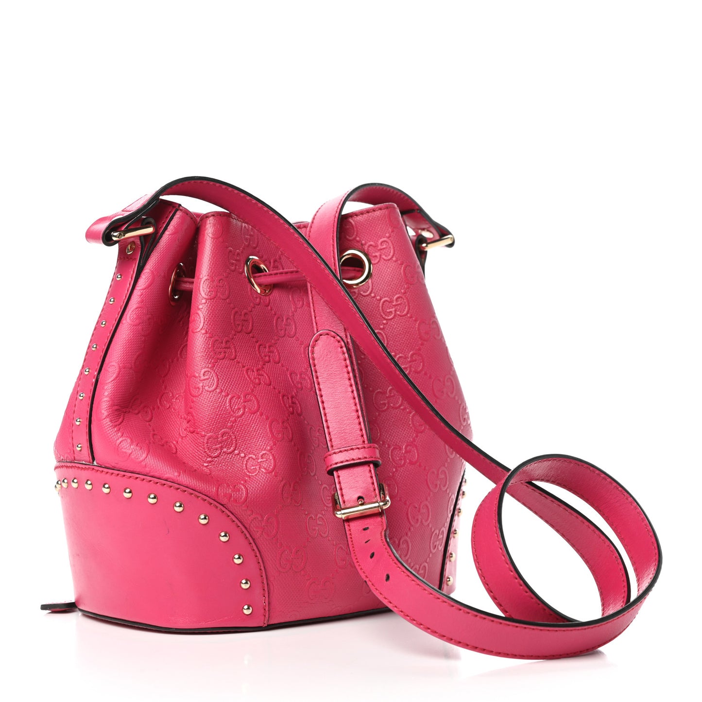 Hilary Lux GG Monogram Studded Small Bucket Bag Blossom