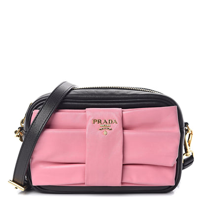 Prada Nappa Zippers Bow Clutch Black Geranio 1 of 11