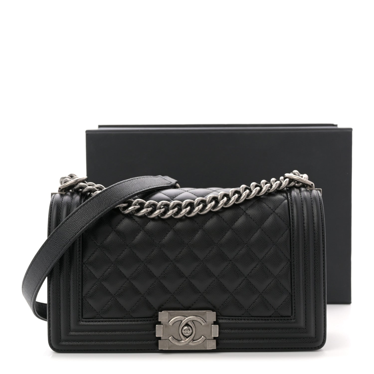 Chanel Caviar Quilted Medium Boy Flap Black 11 of 11