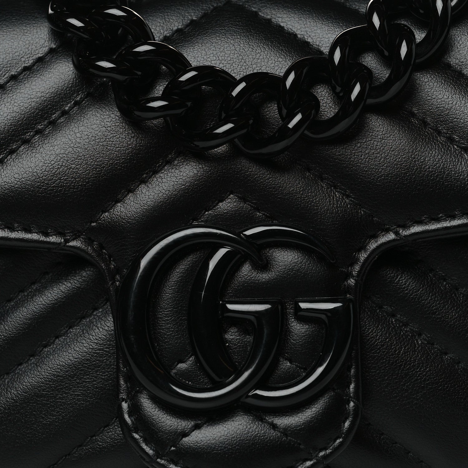 Gucci Calfskin Matelasse Monochrome GG Marmont Chain Belt Bag Black 8 of 10