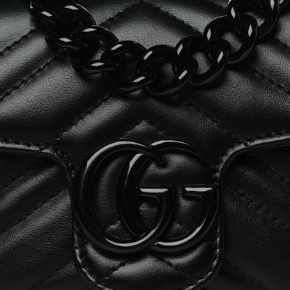 Gucci Calfskin Matelasse Monochrome GG Marmont Chain Belt Bag Black 8 of 10