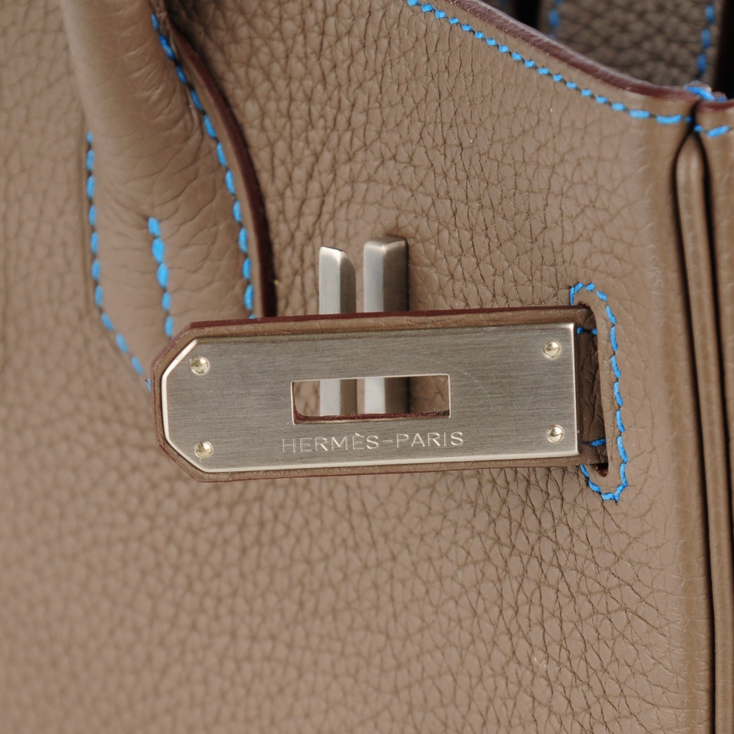 Taurillon Clemence Horseshoe Birkin 30 Etoupe Mykonos