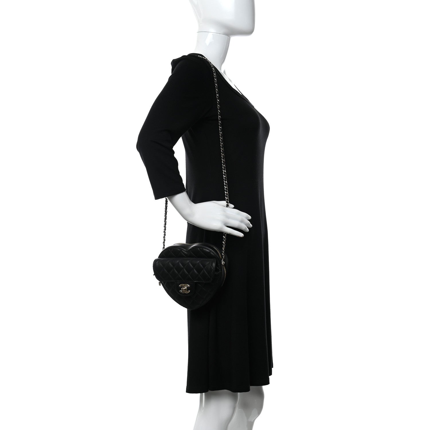 Chanel Lambskin Quilted CC In Love Heart Bag Black 2 of 11
