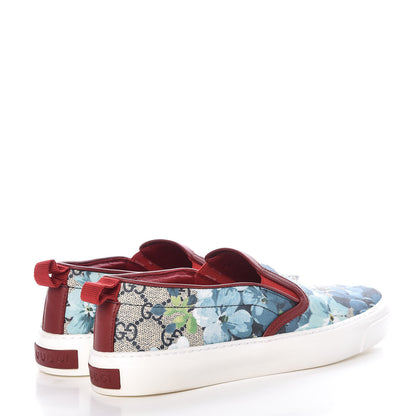 Gucci GG Supreme Monogram Blooms Womens Slip On Sneakers 36 Beige Blue Navy Red 4 of 9