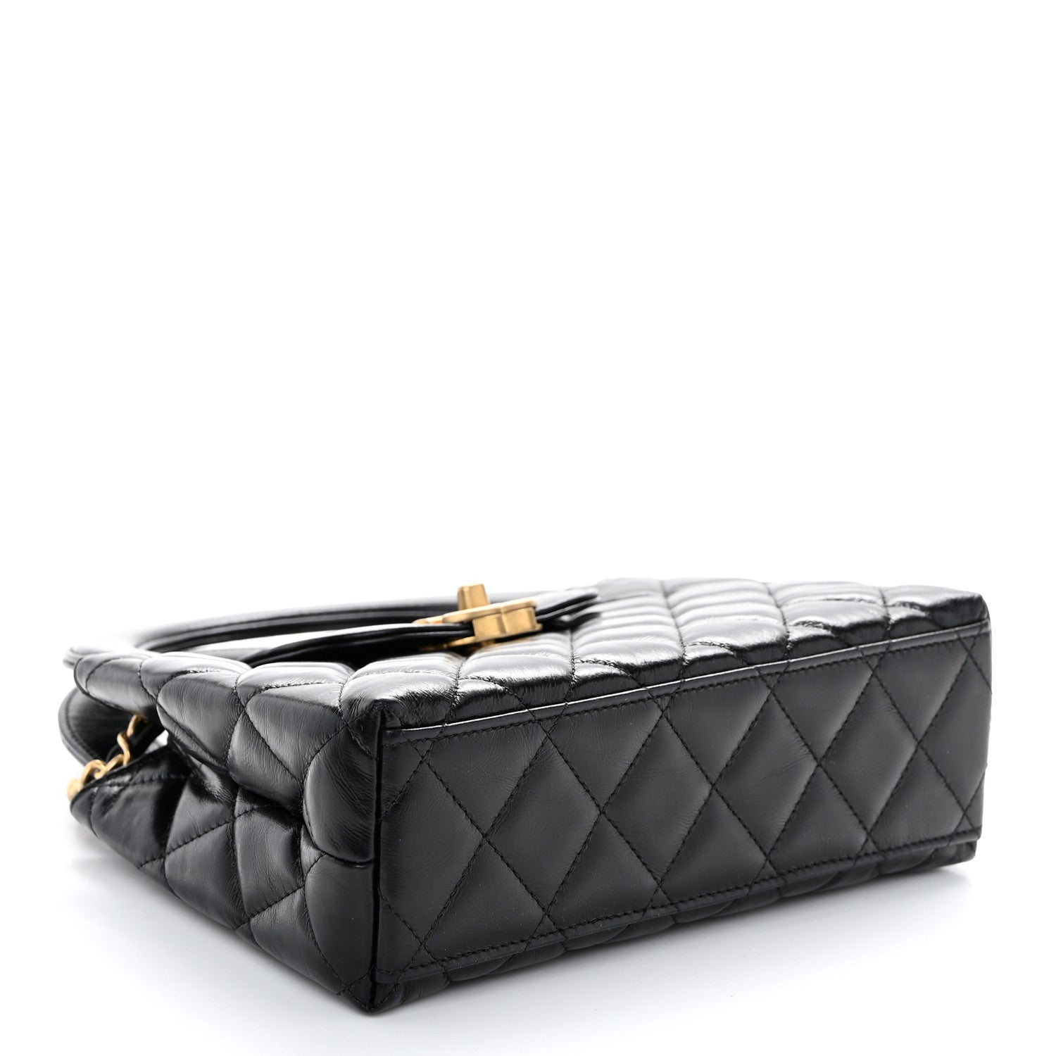Chanel Shiny Aged Calfskin Quilted Nano Kelly Shopper Black 4 of 11