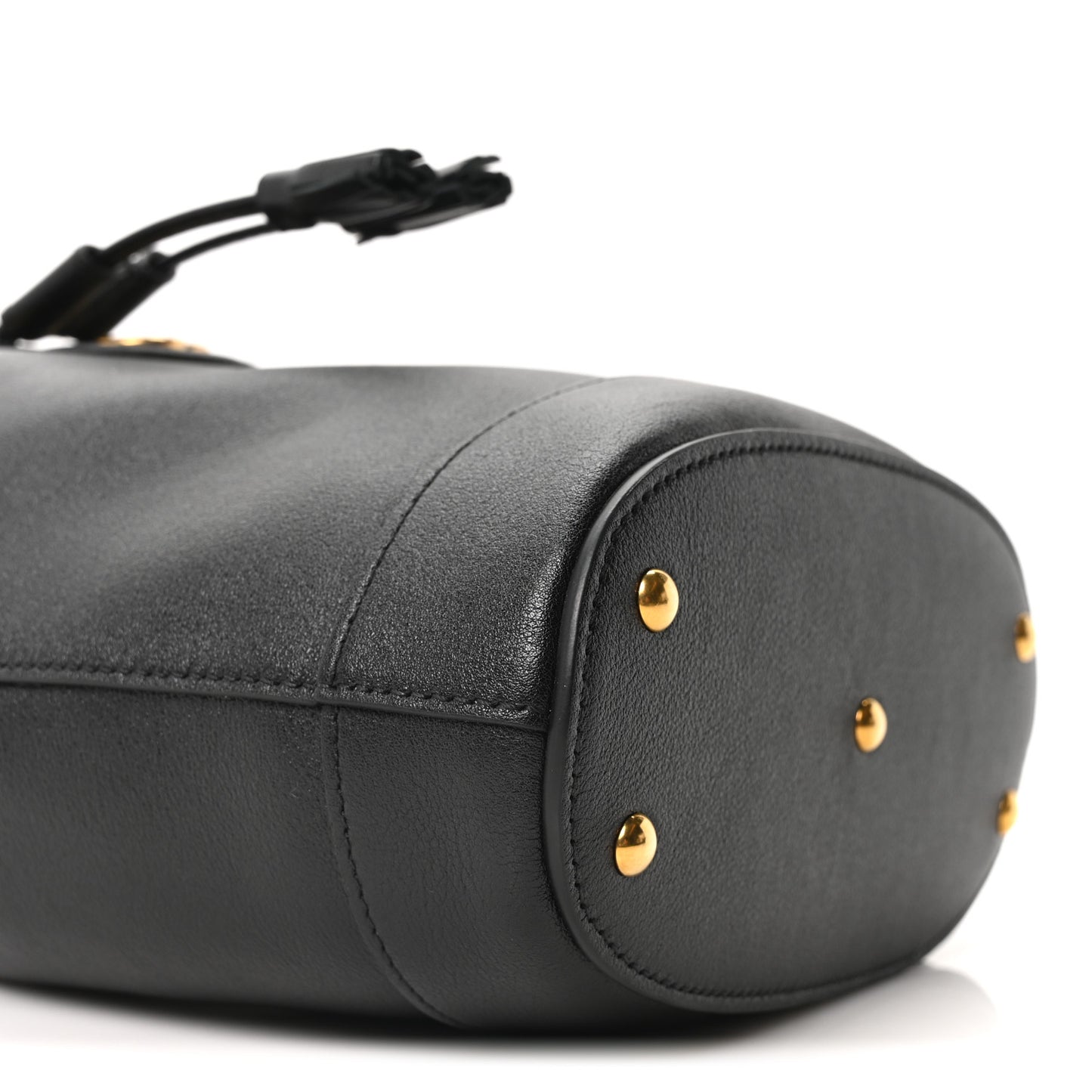 Softy Wonka Textured Dollar Calfskin Mini Diana Bucket Bag Black