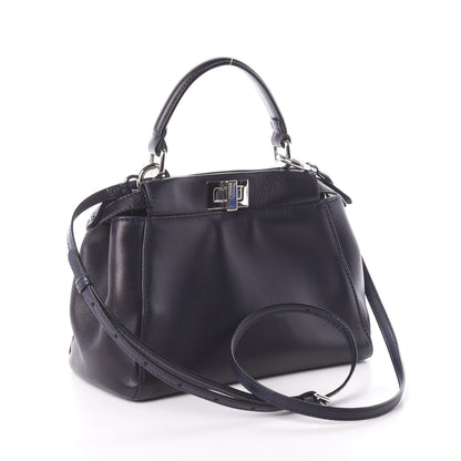 Fendi Nappa Mini Peekaboo Iconic Satchel Dark Blue 3 of 9