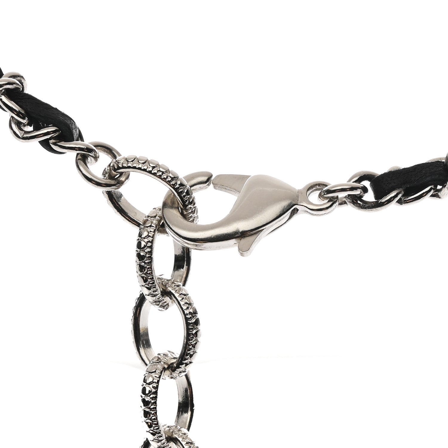 Chanel Resin Crystal Lambskin Ball Mirror Necklace Black Silver 5 of 7