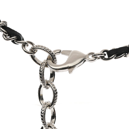 Chanel Resin Crystal Lambskin Ball Mirror Necklace Black Silver 5 of 7