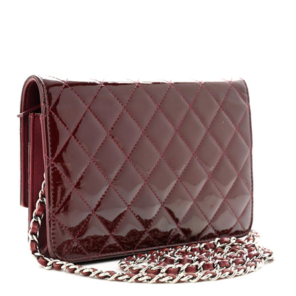 Chanel Patent Quilted Brilliant Wallet On Chain WOC Dark Burgundy 3 of 12