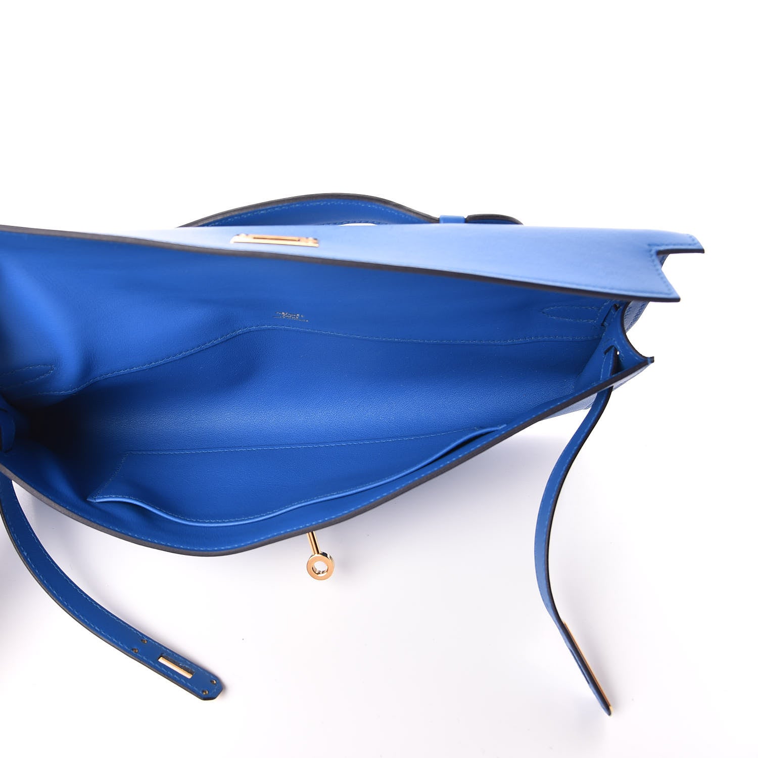 Hermes Swift Kelly Cut Clutch Pochette Bleu Zanzibar 6 of 23