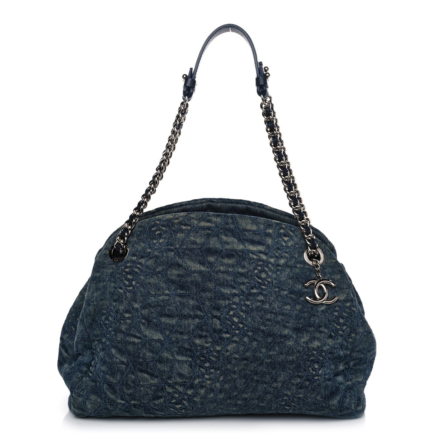 Chanel Denim Camellia Embroidered Large Just Mademoiselle Blue 1 of 11