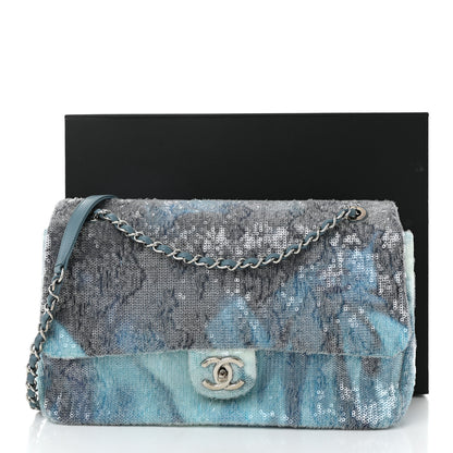 Chanel Sequin Large Waterfall Flap Light Blue 12 of 12
