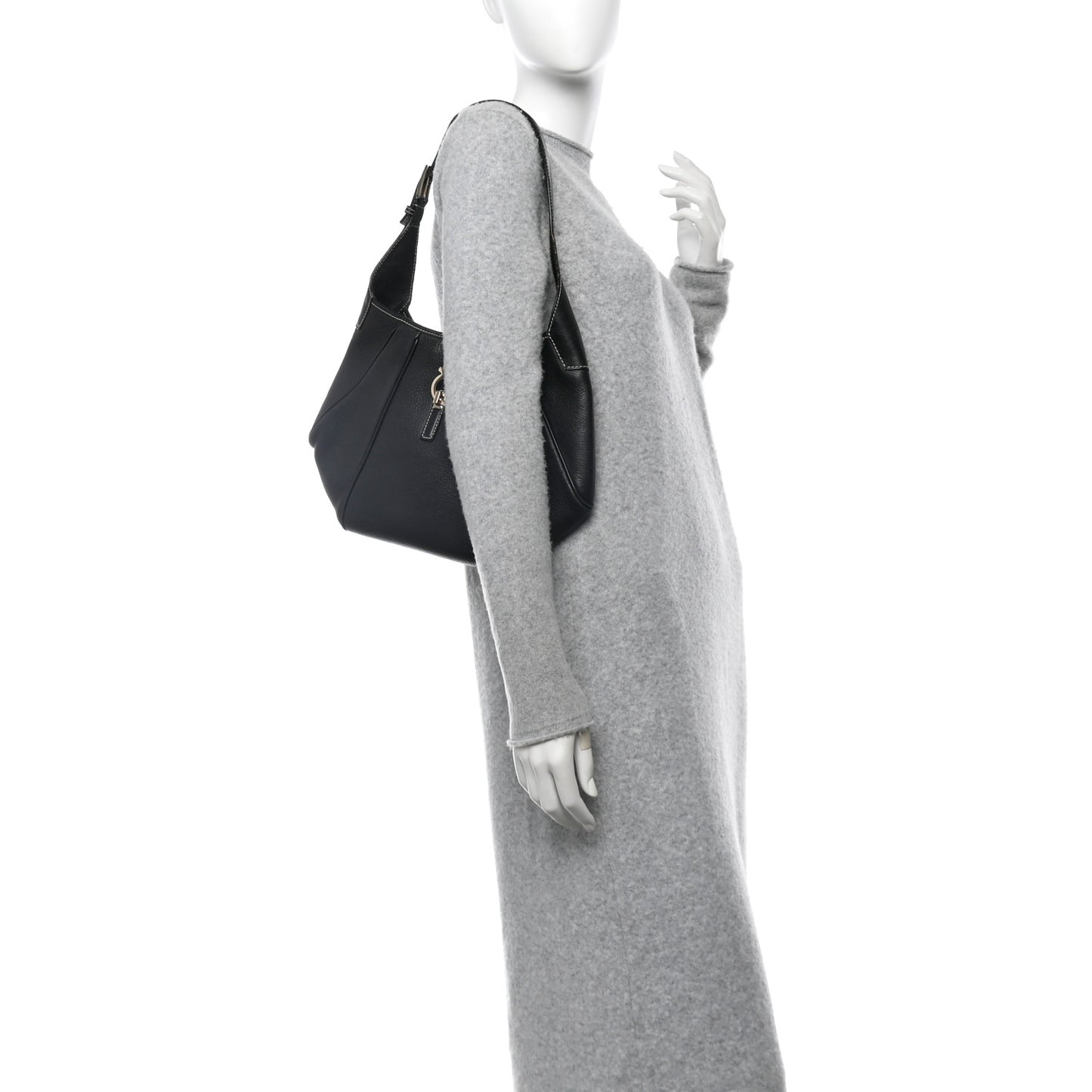 Calfskin Gancini Lock Hobo Black