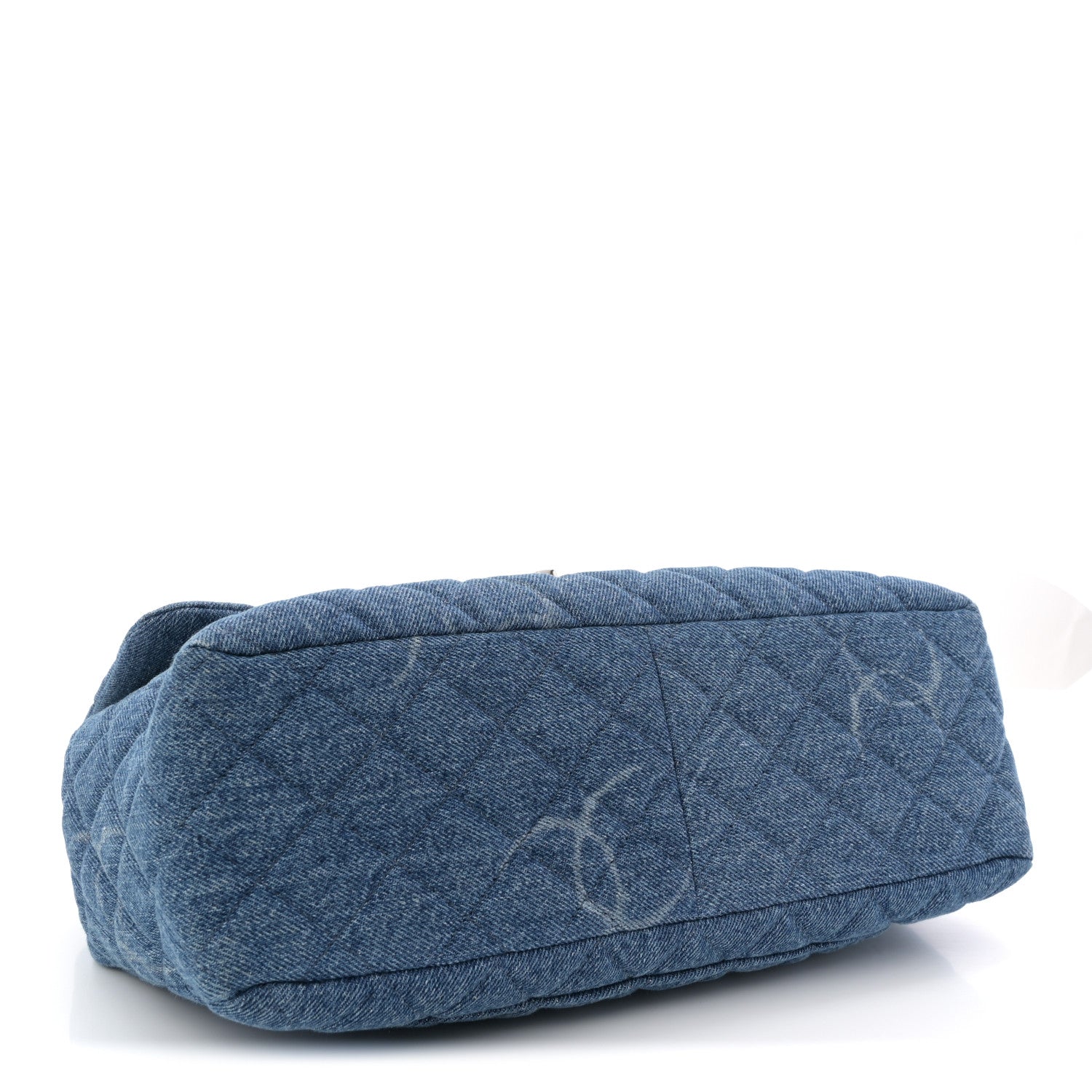 Chanel Denim Quilted CC Print Jumbo Single Flap Blue 4 of 11