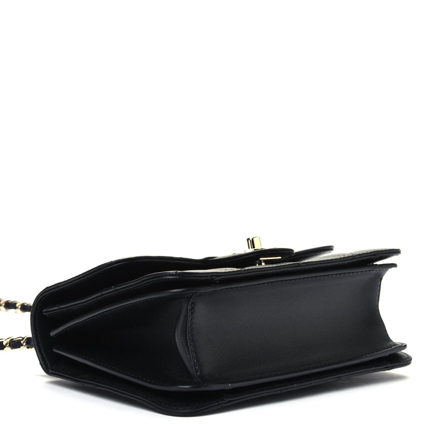 Calfskin Quilted Small Top Handle Flap Black