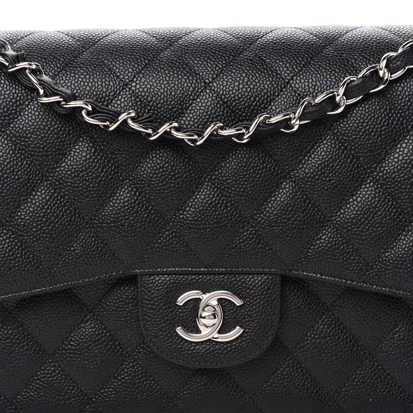 Caviar Quilted Jumbo Double Flap Black