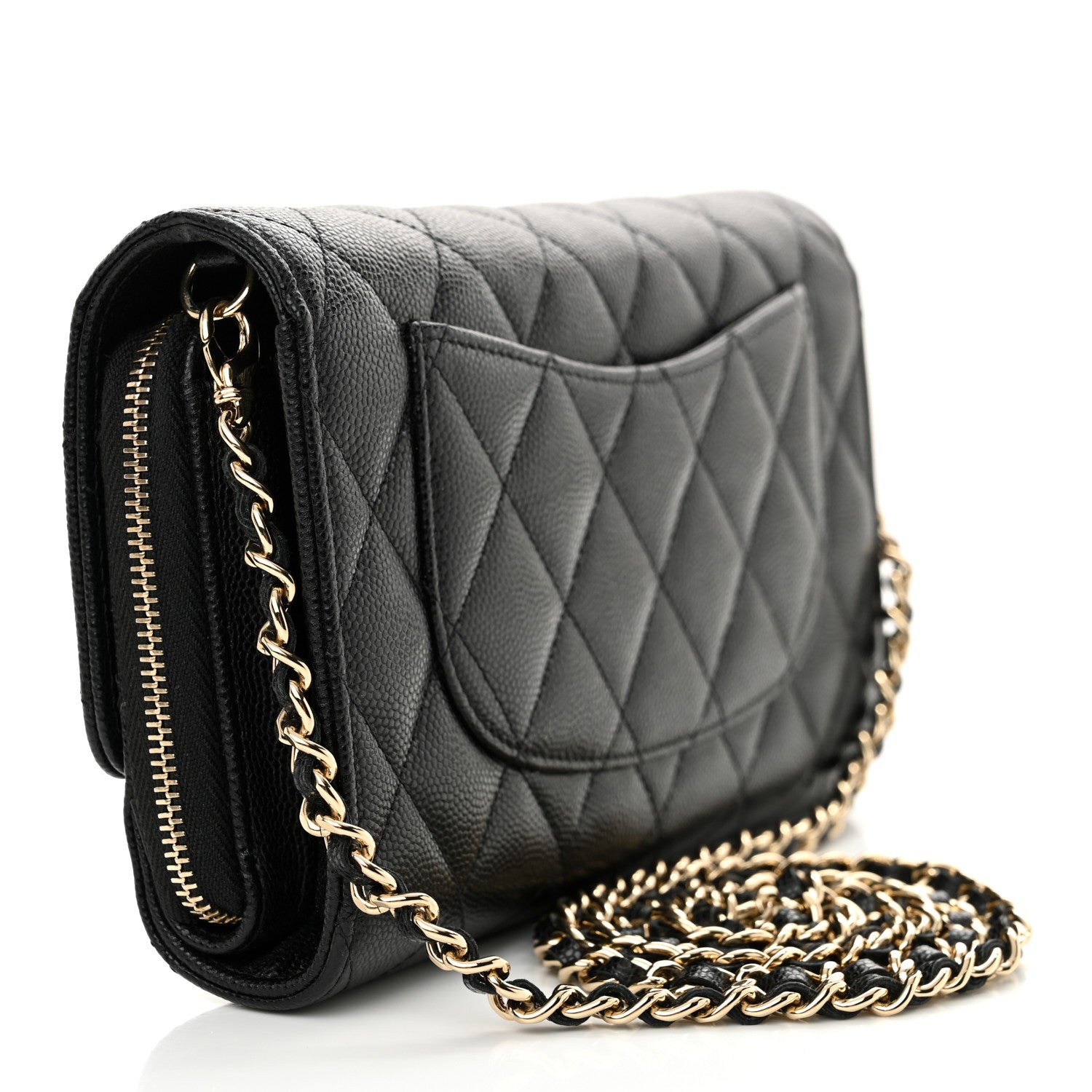 Chanel Caviar Quilted Phone Holder Wallet on Removable Chain Black 4 of 14