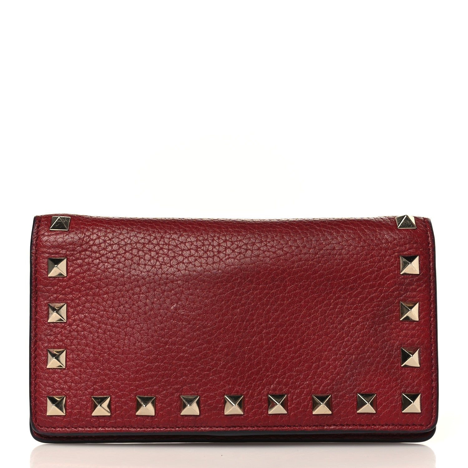 Valentino Garavani Grained Calfskin Rockstud Wallet Red 2 of 7