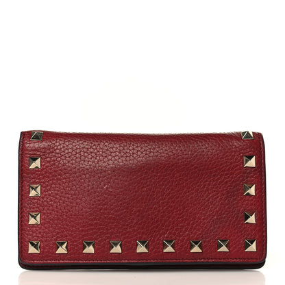 Valentino Garavani Grained Calfskin Rockstud Wallet Red 2 of 7