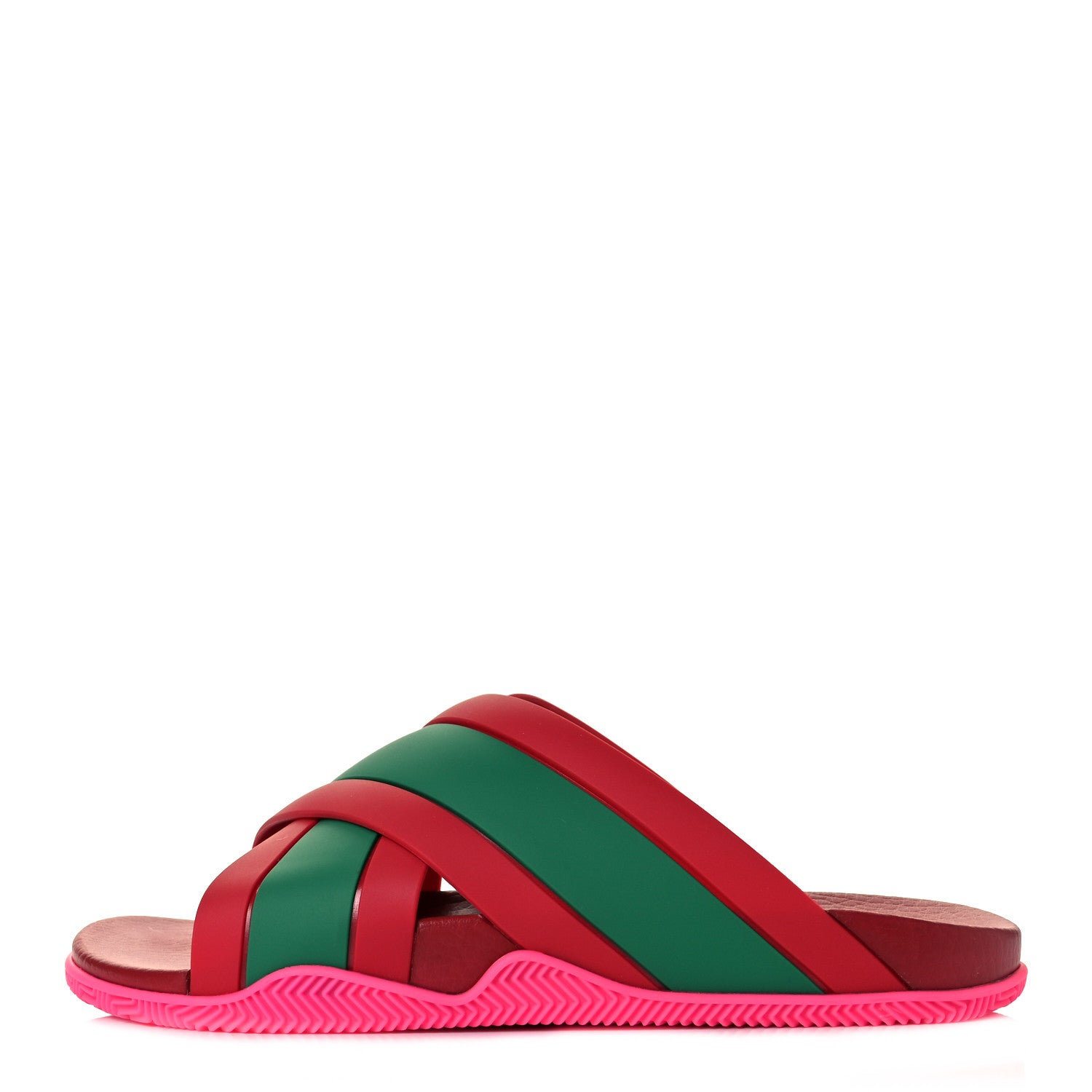 Gucci Rubber Web Womens Criss Cross Slide Sandals 42 Coral New Shamarock 1 of 9